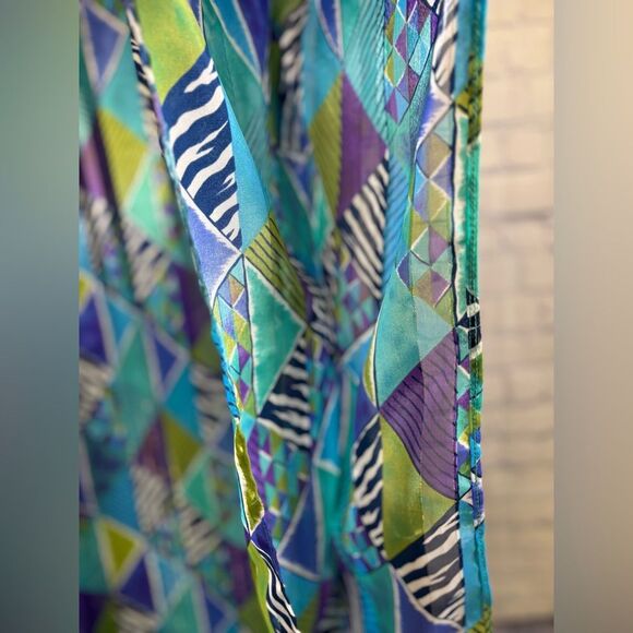 VINTAGE La Chemise USA Blue Purple Retro Kaftan Dress Kimono Colorful Coverup L - Picture 7 of 14